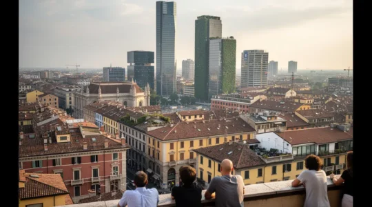 Vista panoramica di Milano con edifici residenziali storici e moderni nel mercato immobiliare